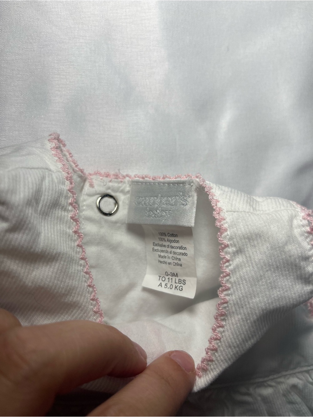 Vintage Carter’s Baby Girl Dress 0-3M 11lbs Pink White Floral Embroidered - Picture 3 of 5